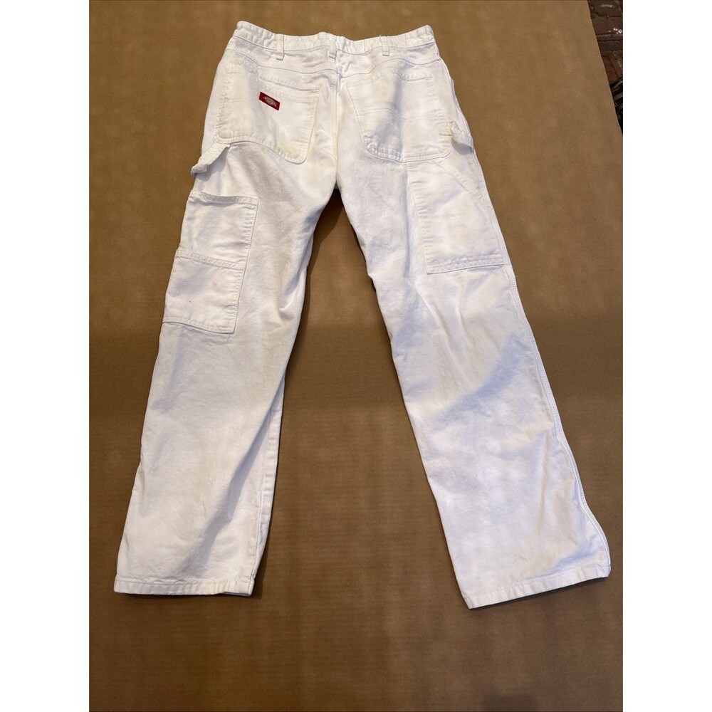 Dickies Pants Mens 32x32 White Canvas Carpenter Painter Relaxed Fit Workwear - Picture 9 of 16